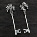 Seahorse and Key Shaped Pendants in Two Antique Tone Finishes view 3