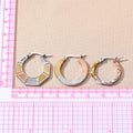 Tri Color Stainless Steel Textured Hoop Earrings in Three Designs view 4