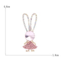Pink Crystal Rabbit Brooch With Long Jeweled Ears Jacket and Scarf Accessory view 5