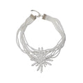 White Multi Strand Bead Necklace With Crystal Starburst view 5
