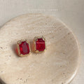 Assorted Flower Ruby and Green Heart Crystal Earrings view 4