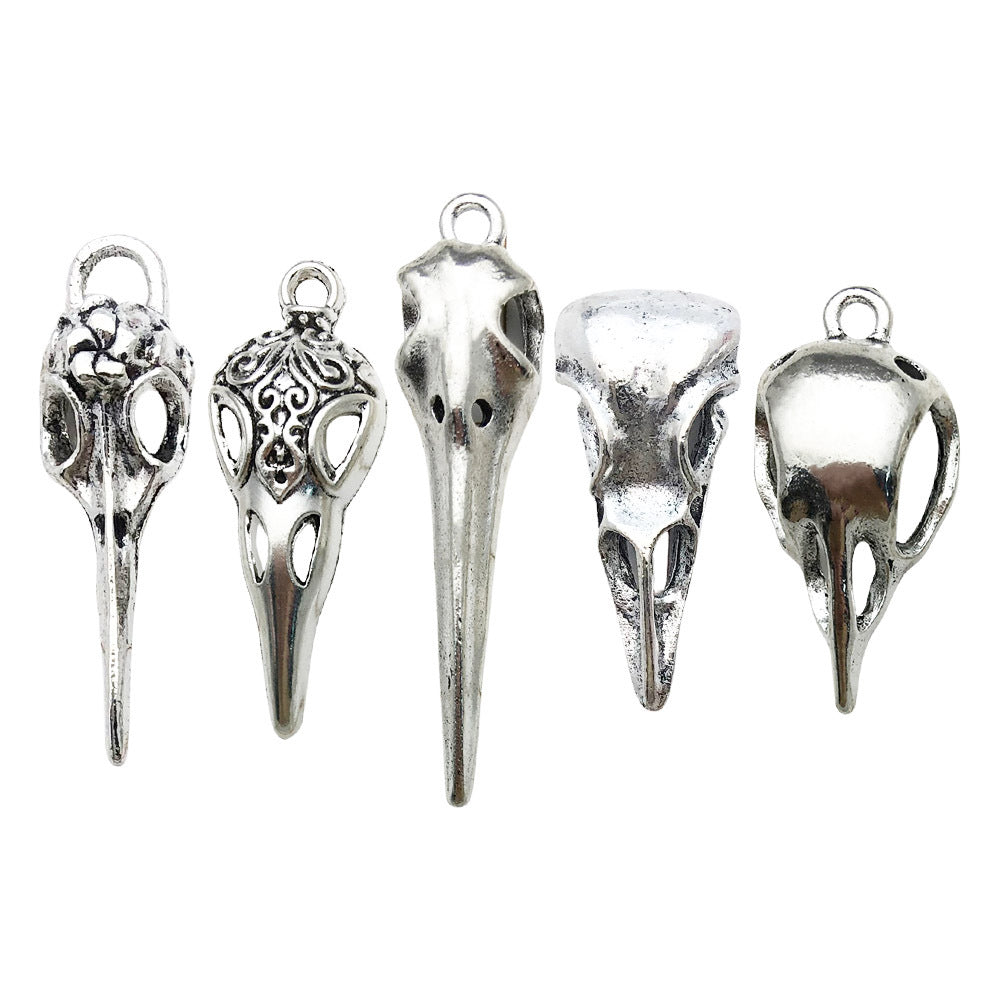 Vintage Zinc Alloy Skull Bird Head Gothic Charm Pendant for Men's Necklaces and DIY Jewelry