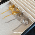 Mesh Petal Long Tassel Stud Earrings In Gold And Silver view 2
