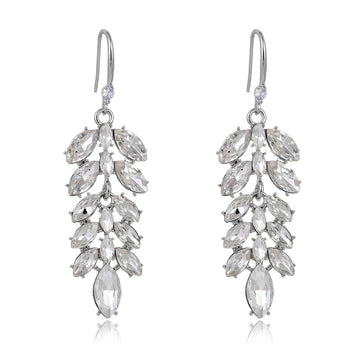 Silver Tone Wheat Tassel Crystal Four Designs Metal Dangle Earrings