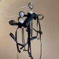 Velvet Bow Earrings with Pearl Drops and Fine Chain Fringe view 6