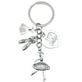 Antique Silver Ballerina Dress Shoe and Heart Charm Keychain view 5