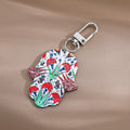 Silver Tone Printed Hamsa Acrylic Clip Keychains in Five Designs view 8