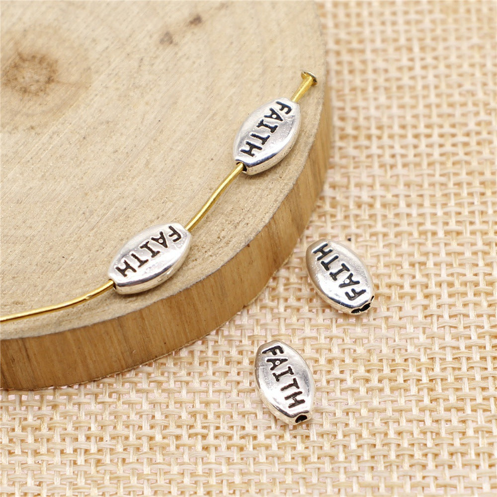 10x6mm 0.6g Antique Silver Zinc Alloy FAITH Letter Loose Metal Beads for Bracelet DIY Jewelry
