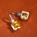 Square Solitaire Long Drop Earrings In Clear Or Yellow view 6