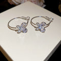 Crystal Butterfly Hoop Earrings In Silver And Gold Tones view 6
