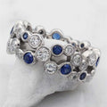 Silver Tone Blue And Clear Openwork Wide Ring Jewelry view 1
