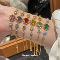 Gold Oval Crystal Stud Bracelet Necklace Set 16 Styles view 2