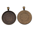 Antique Bronze Round Cabochon Pendant Tray with Mesh Texture view 2