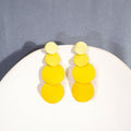 Four Color Gradient Stacked Disc Long Dangle Earrings view 2