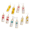 Rectangular Gold Frame Resin Dried Flower Earrings 7 Styles view 5