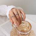 Gold And Steel Hollow Chain Link Band Rings Multi Size view 7