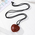 Stitched Leather Heart Pendant Necklace Black Cord 4 Colors view 4