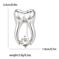 Tooth Outline Brooch with Dangling Clear Stone Decorative Lapel Pin view 7
