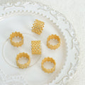 Gold Openwork Mesh Lattice Ring Clear Crystal Accents view 2