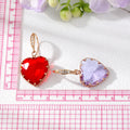 Gold Tone Transparent Faceted Crystal Heart Huggie Drop Earrings view 5