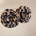 Leopard Print Fabric Rose Stud Earrings Jewelry Piece view 4