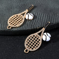 Rhinestone Tennis Racket Charm Pendant Gold Tone With Enamel Ball view 1