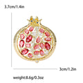 Gold Pomegranate Brooch Red Crystal Clear Rhinestone Pin view 4