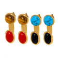Detachable Geometric Drop Earrings Tiger Eye Turquoise Gold view 5