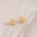 Rounded Square Small Stud Earrings in Three Colors view 8