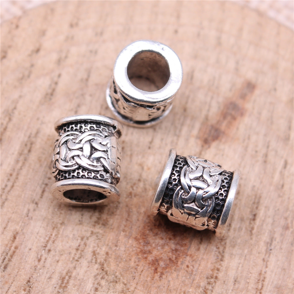 9x9x8mm 1.3g Antique Silver Zinc Alloy Round Large Hole Loose Metal Beads for Bracelet Jewelry Making