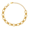 Geometric Oval Link Chain Bracelet Gold Steel Tone view 5
