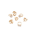 Open Abstract Metal Pearl Statement Ring Seven Piece Set view 5