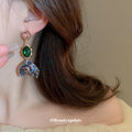 Multicolor Crystal Mermaid Tail Statement Drop Earrings view 4
