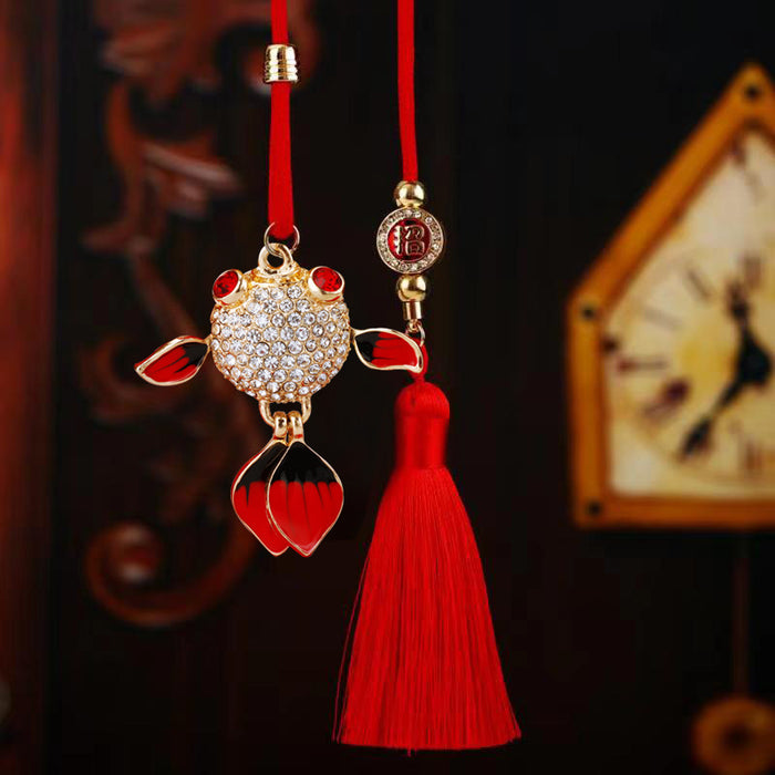 Jeweled Goldfish Car Hangers in Pink Red Orange Blue and Purple