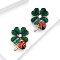 Ladybug Four Leaf Clover Enamel Brooch Gold Or Silver view 2