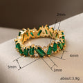 Green Baguette And Clear Stone Eternity Band In Gold Tone view 5