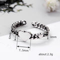 Antique Silver Open Adjustable Heart Chain Band Ring view 4