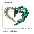Open Heart Crystal Brooch with Leaf Cluster Decorative Metal Pin view 10