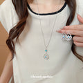Silver Teardrop Flower Earrings and Pendant Necklace view 1