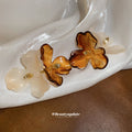 Brown And White Floral Cluster Hook Earrings Jewelry Accessory view 4