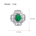 Green Silver Tone Flower Crystal Eight Designs Metal Brooch Pin view 9