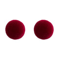 Wine Red Velvet Flocked Round Ball Stud Earrings Multi Size view 5