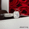 Silver Tone Cushion Halo Triple Band Clear Ring Sizes 6-10 view 4