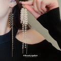 Beaded Waterfall Tassel Gold Tone Hook Earrings With Decorative Metal Accents view 1