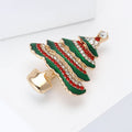 Green And Red Crystal Christmas Tree Brooch With Gold Tone Base view 3