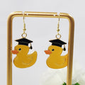 Gold Tone Graduation Duck Drop Earrings in Two Designs view 2