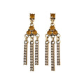 Gold Amber Multi Layer Bib Necklace Tassel Earring Set view 5