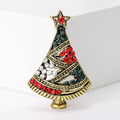 Antique Gold Christmas Tree Brooch in 1 Style Metal Pin view 6
