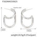 Geometric C-Shape Hoop Earrings Stainless Steel Gold Silver view 9