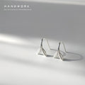 Silver Mini Double Leaf Curved Hook Earrings Vein Texture view 1